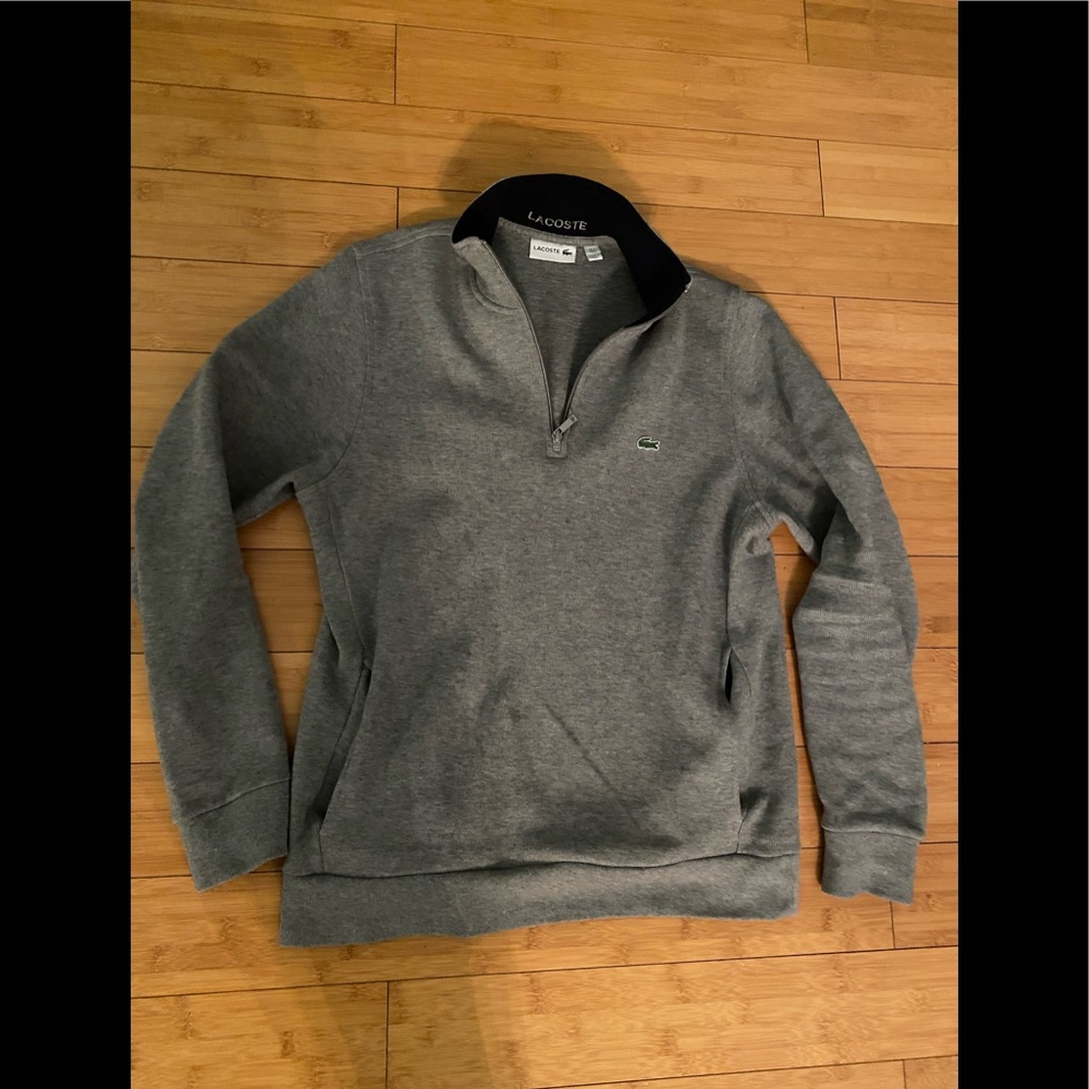 Lacoste Mens Quarter Zip Size 5 Large Grey